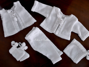 Leilani 6 piece knitted baby layette set
